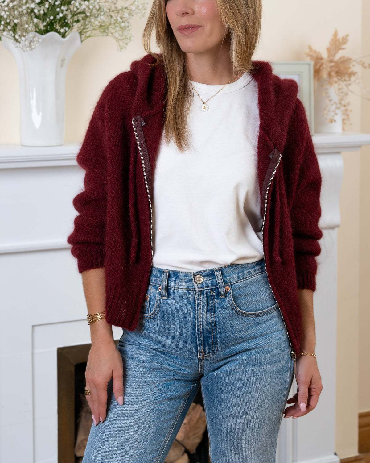 Burgundy Louise Mohair Hoodie