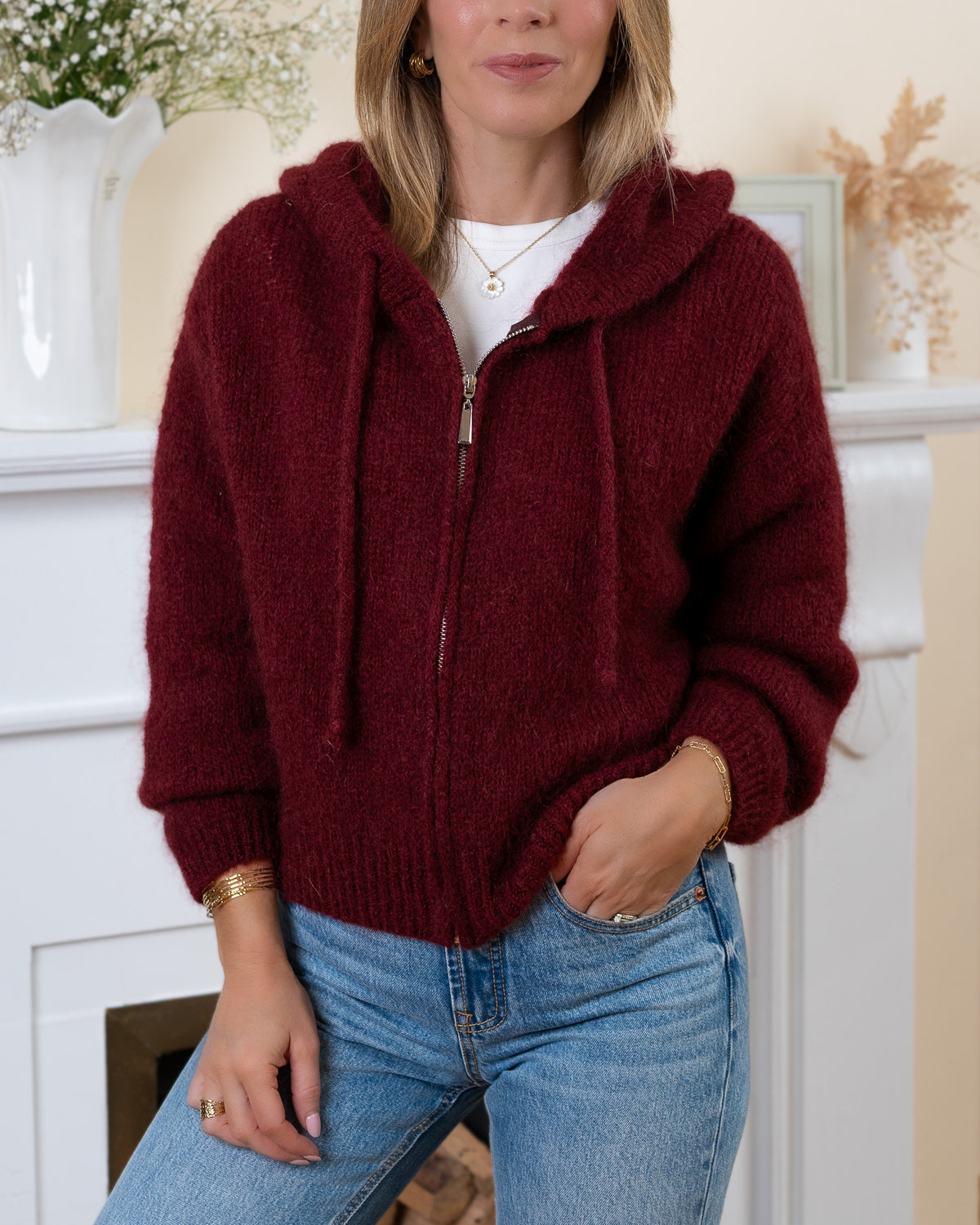 Burgundy Louise Mohair Hoodie