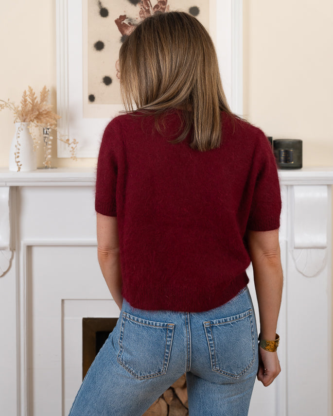 Burgundy Megan Angora Cardigan