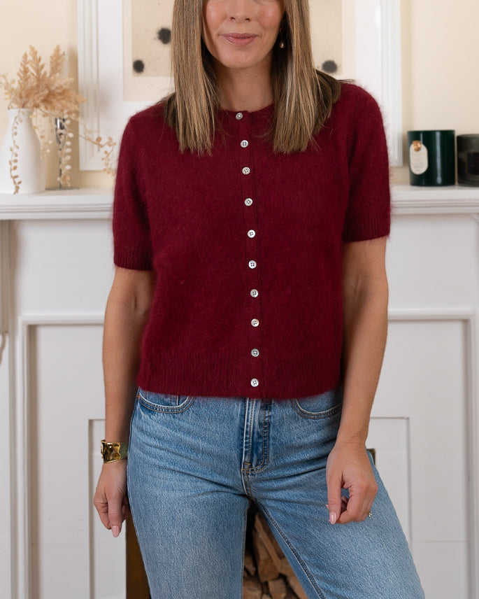 Burgundy Megan Angora Cardigan