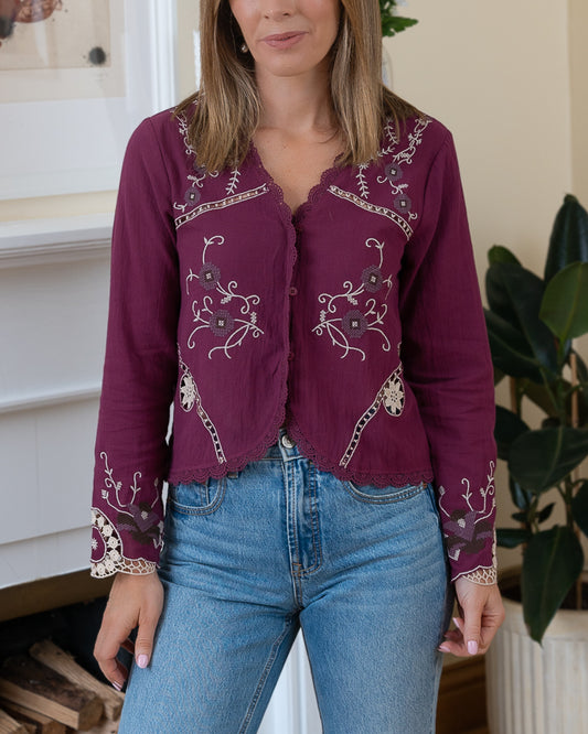 Burgundy Noreen Blouse