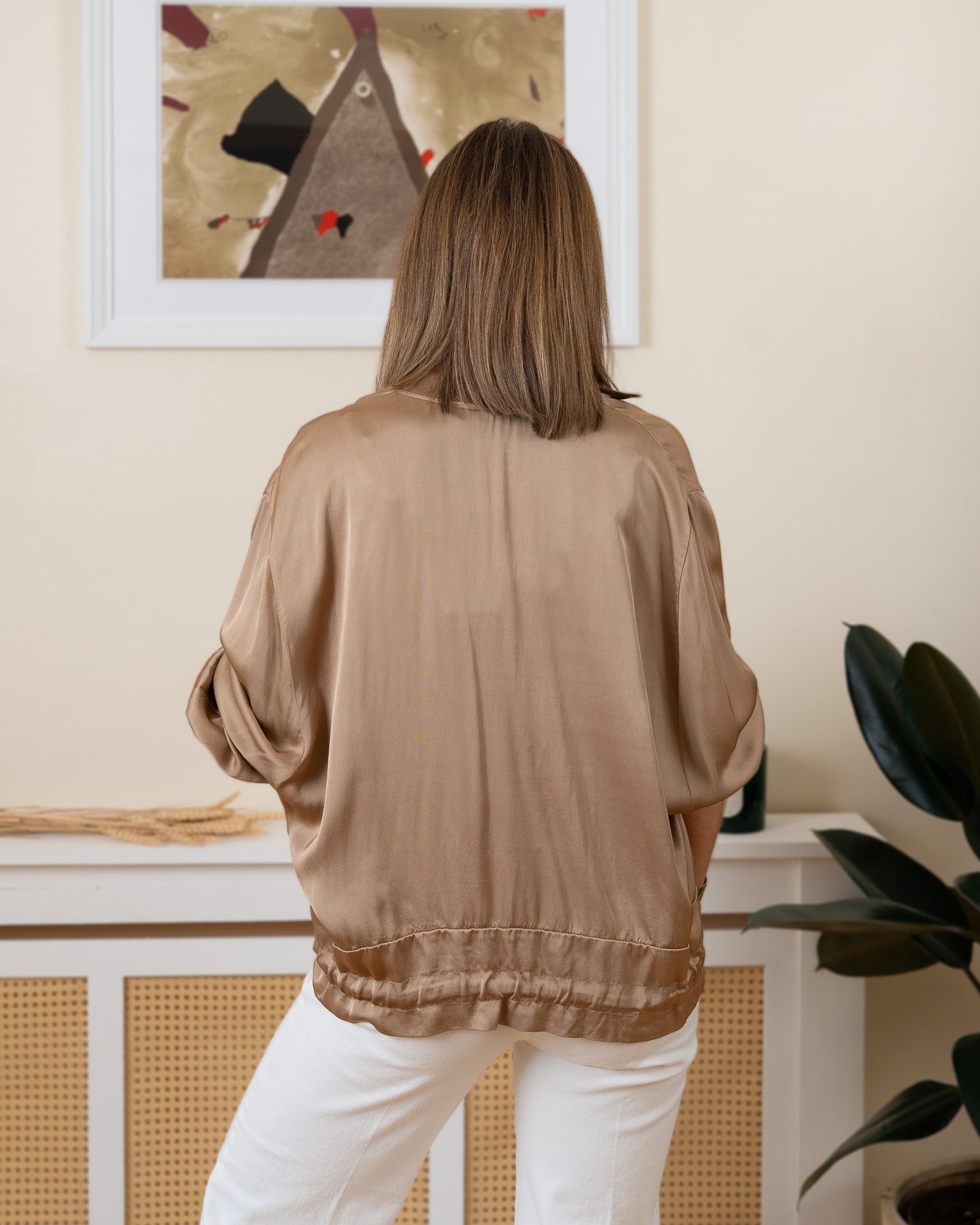 Camel Gaby Satin Jacket