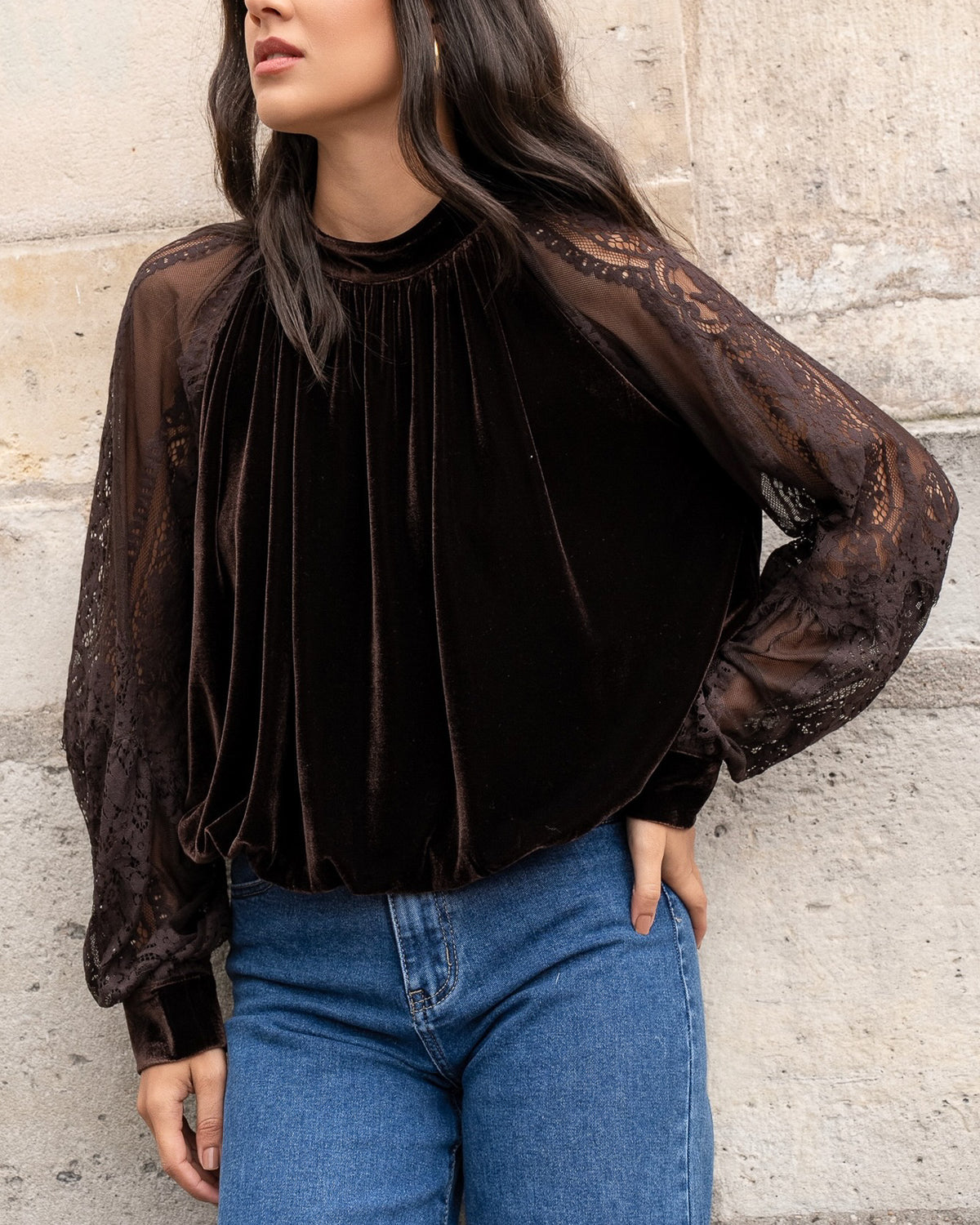 Chocolate velvet Simon top