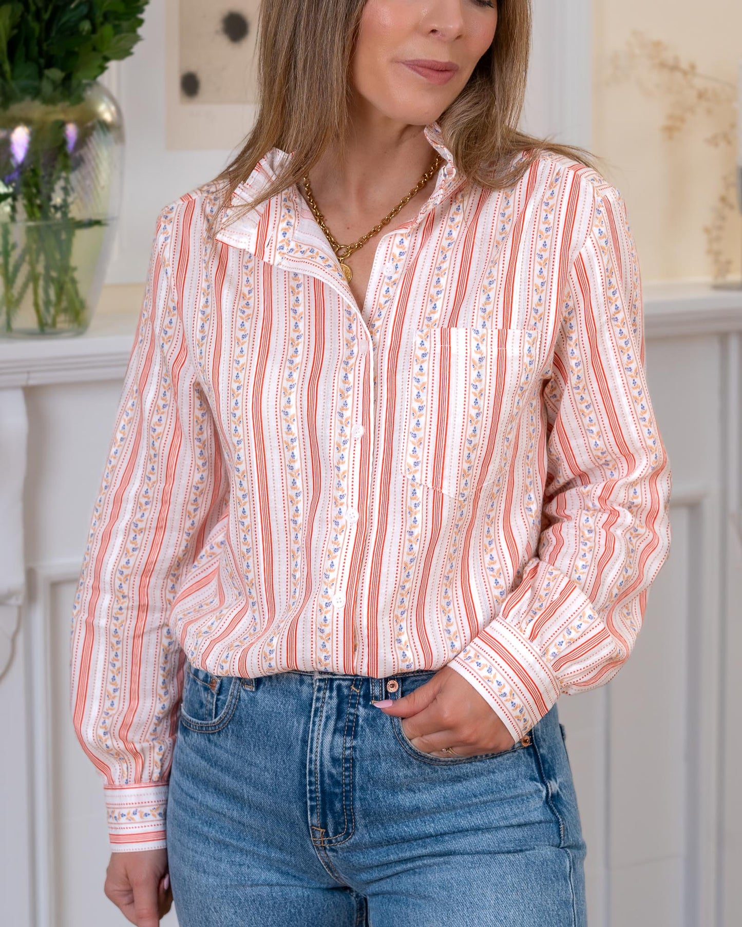 Coral tory Blouse