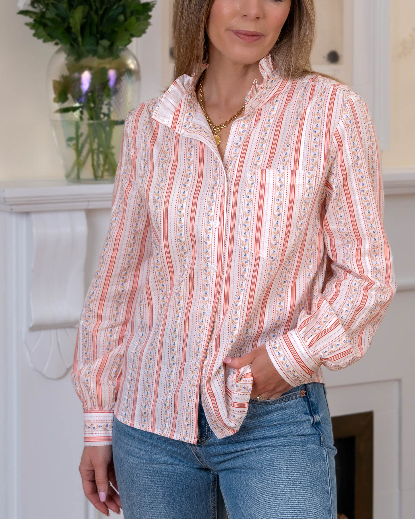 Coral tory Blouse