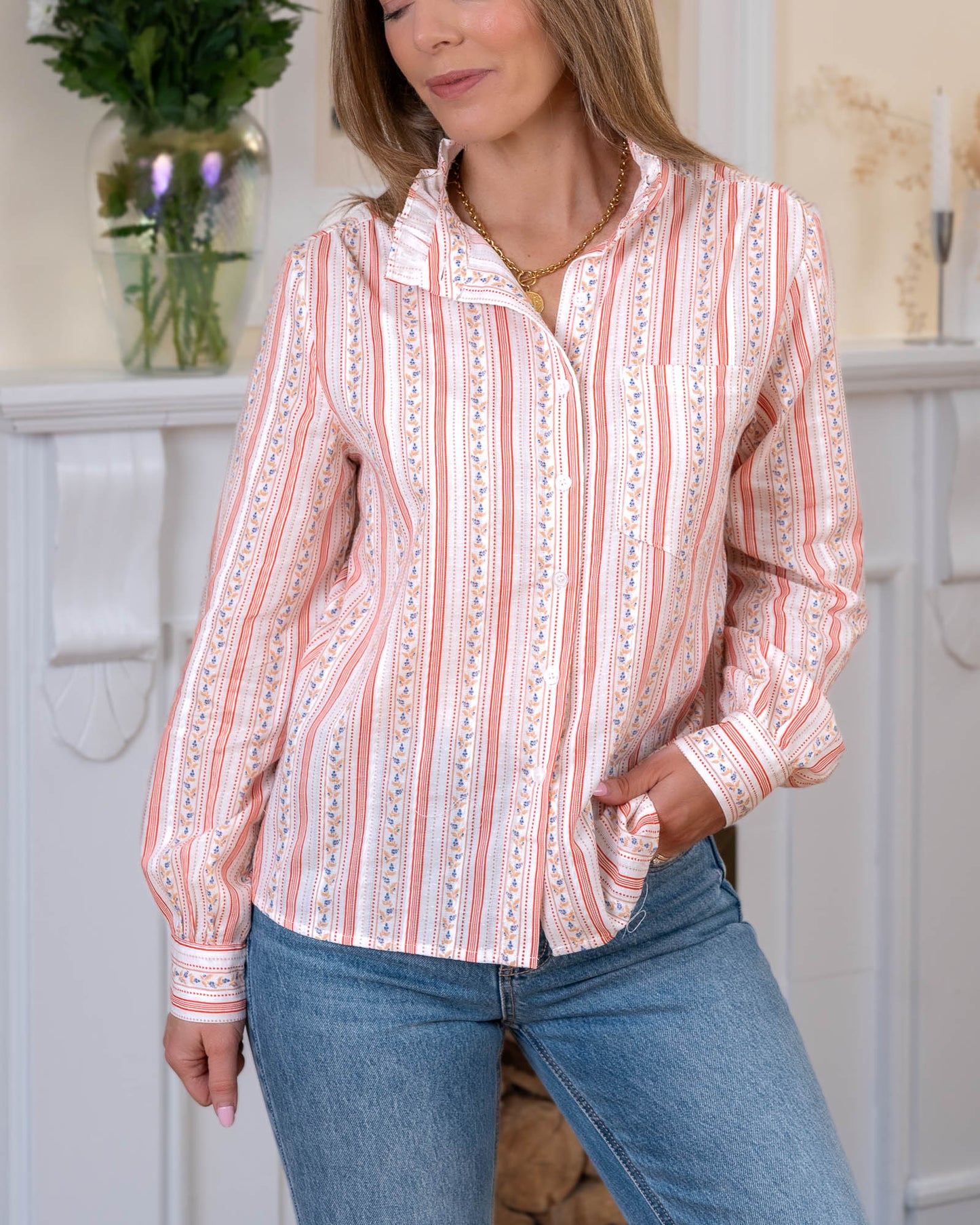Coral tory Blouse