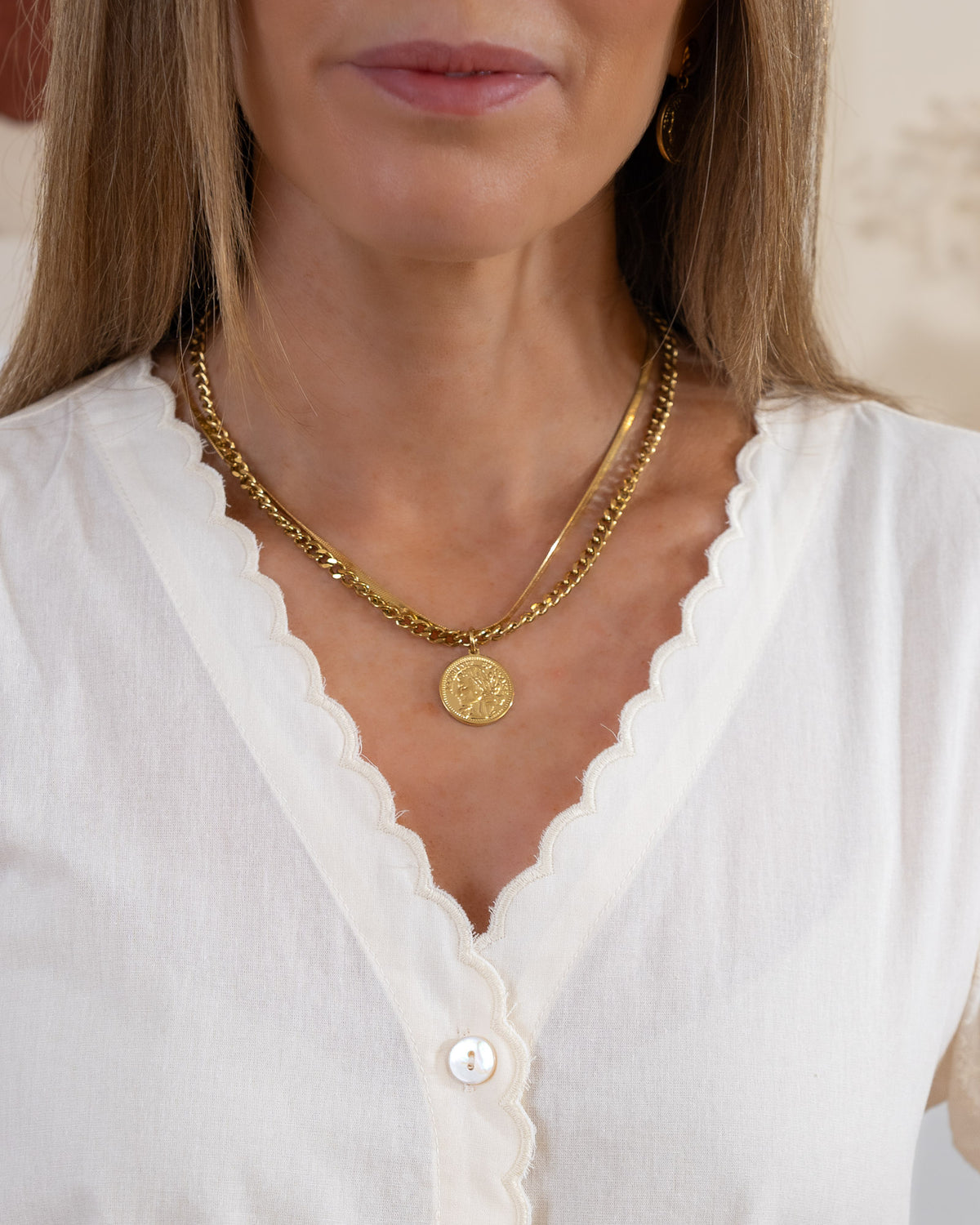 Dual Chain Coin Necklace