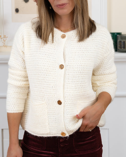 Ecru Camelia Cardigan