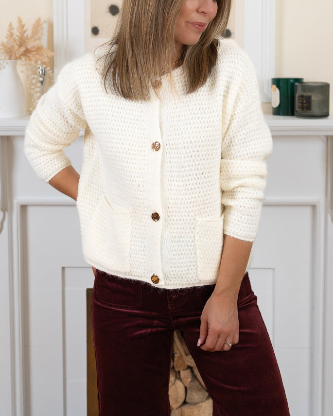 Ecru Camelia Cardigan