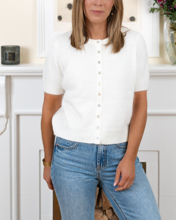 Ecru Megan Angora Cardigan