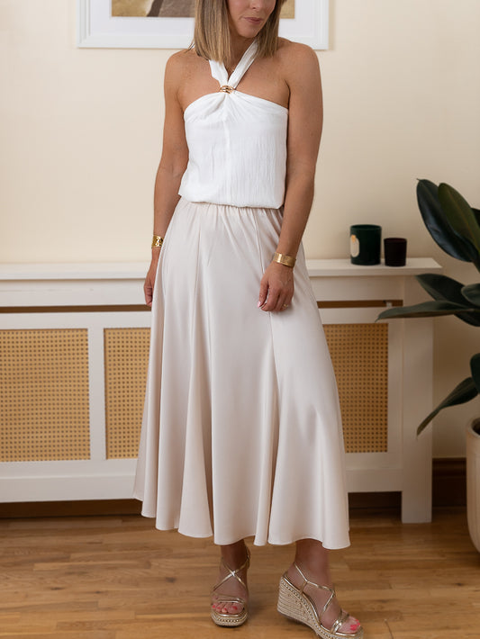 Ecru Satin Skirt