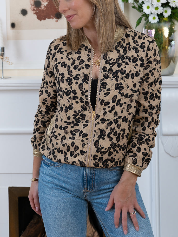 Gold Leopard Bomber