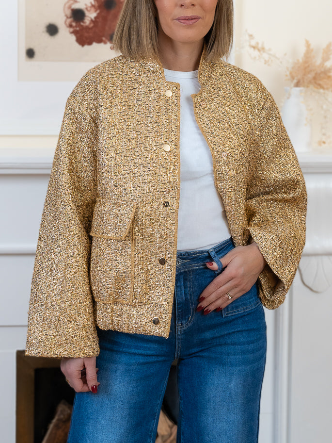 Gold Tweed Sequin Jacket