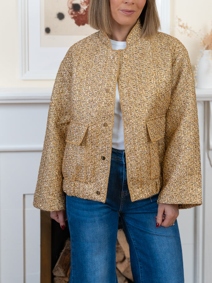 Gold Tweed Sequin Jacket