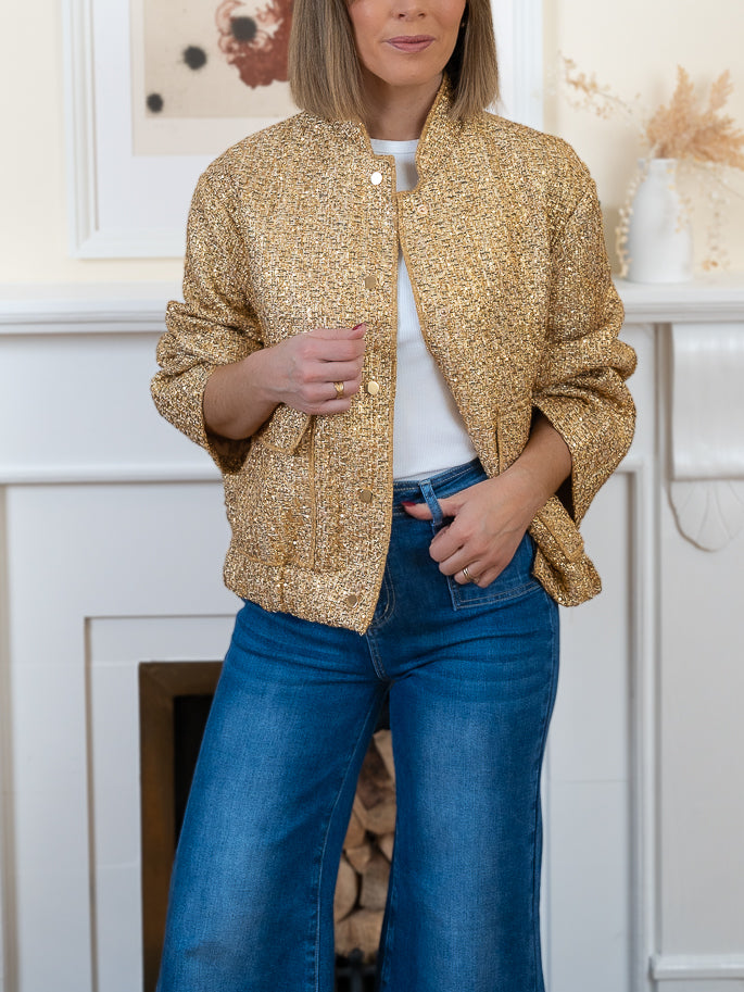 Gold Tweed Sequin Jacket