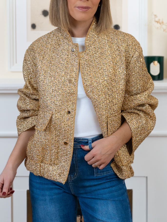 Gold Tweed Sequin Jacket