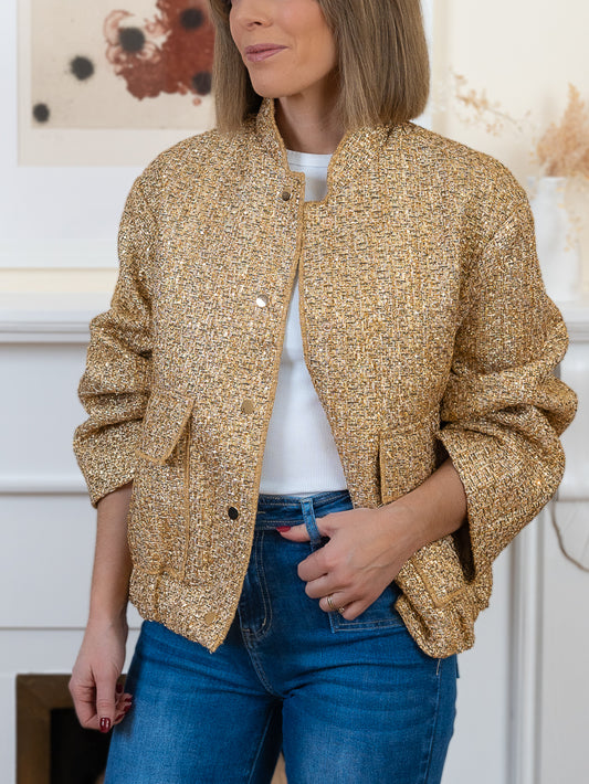 Gold Tweed Sequin Jacket