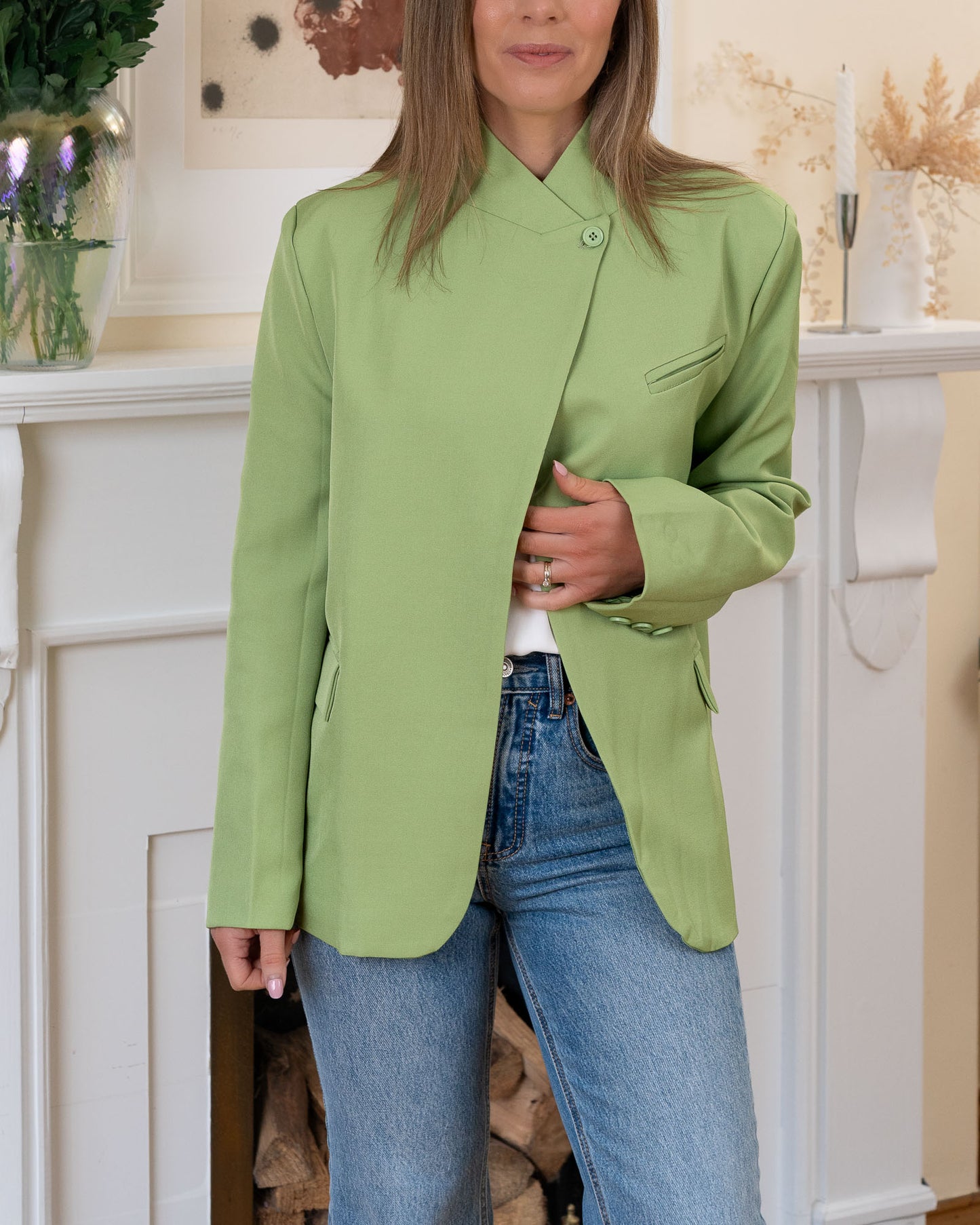 Green Asymmetric Aura Blazer