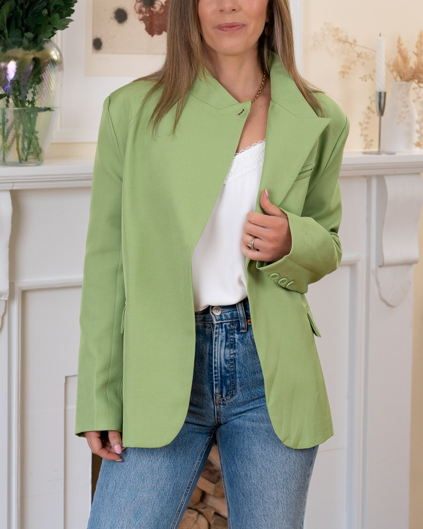 Green Asymmetric Aura Blazer
