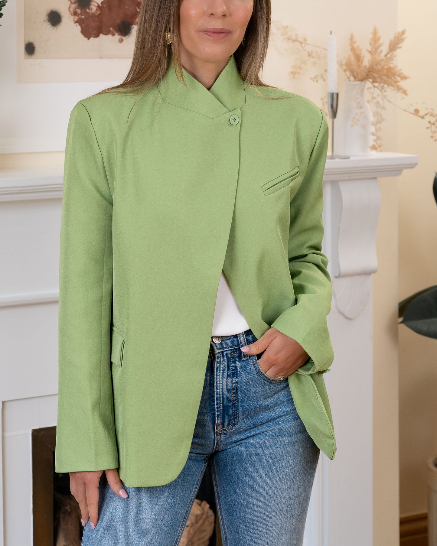 Green Asymmetric Aura Blazer