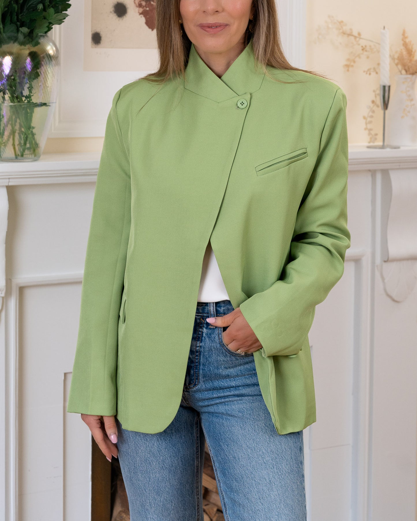 Green Asymmetric Aura Blazer