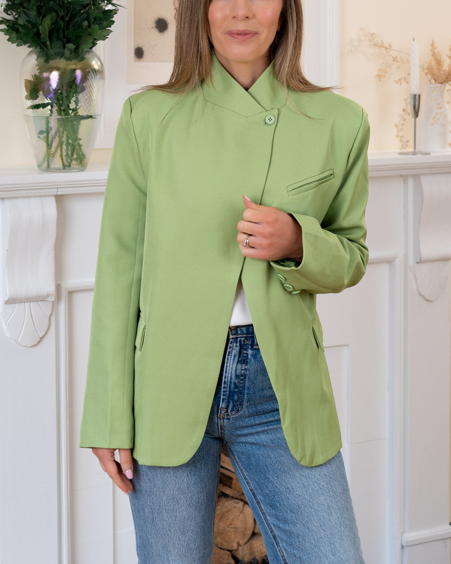 Green Asymmetric Aura Blazer