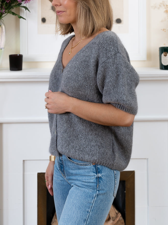 Grey Erika Mohair Cardigan