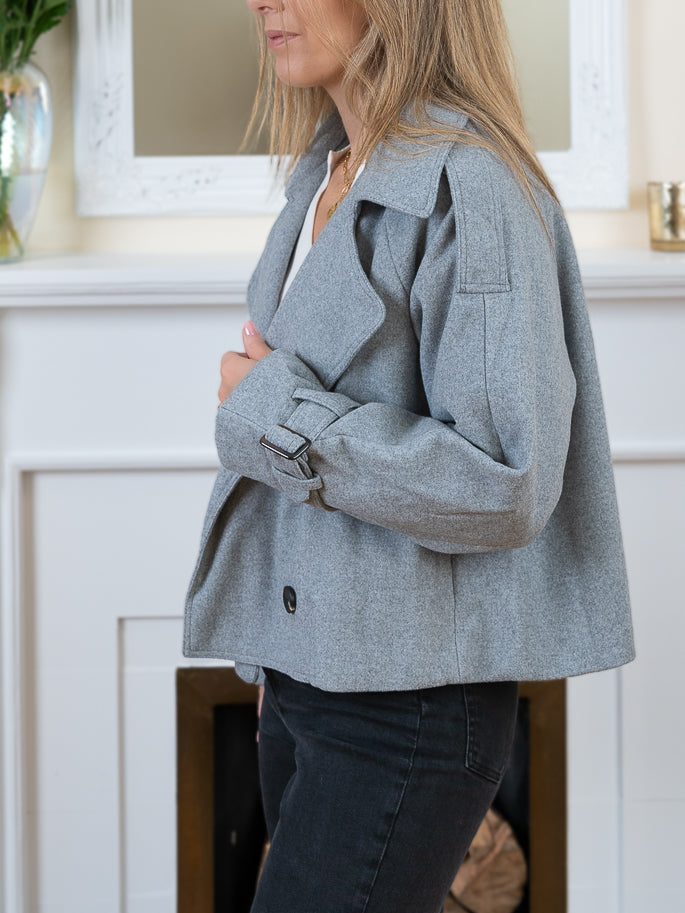 Grey short trench