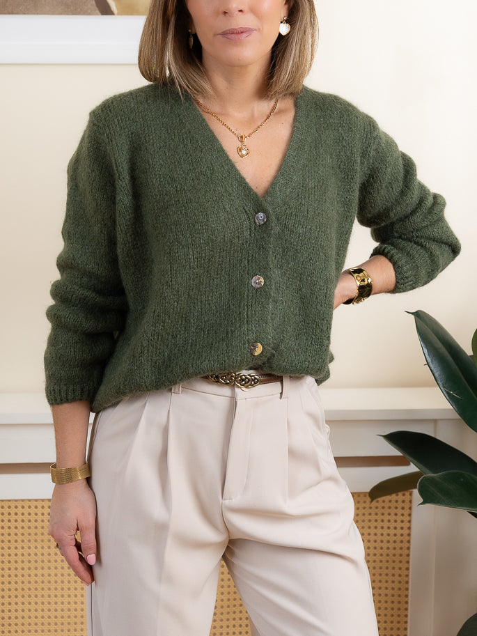 Khaki Jess Mohair Cardigan