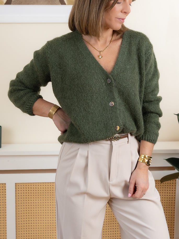 Khaki Jess Mohair Cardigan