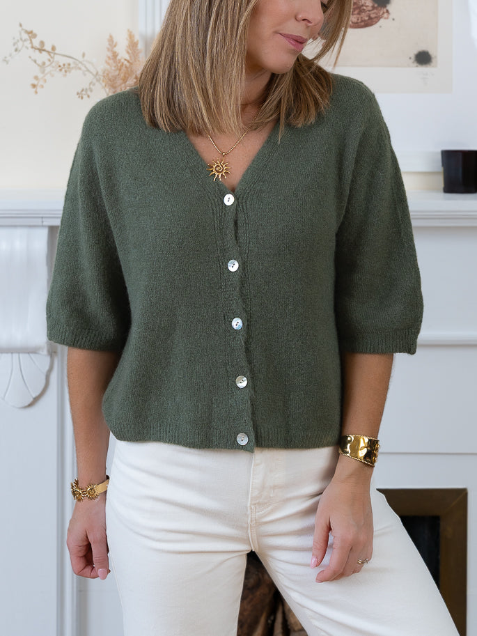 Khaki Lucia Alpaca Cardi