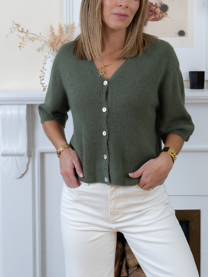 Khaki Lucia Alpaca Cardi
