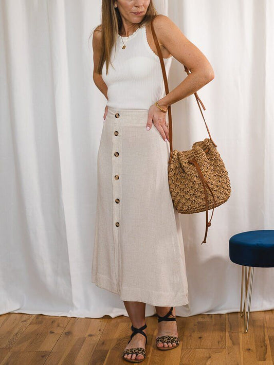 Linen Midi Skirt