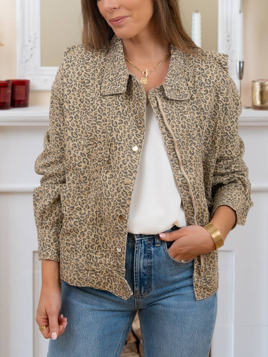 Leopard Denim Jacket