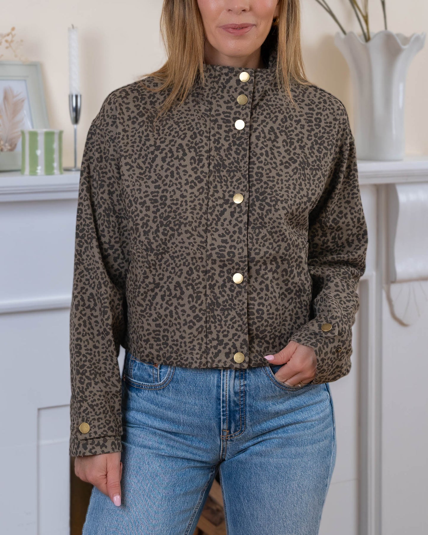 Leopard Angie Denim Bomber