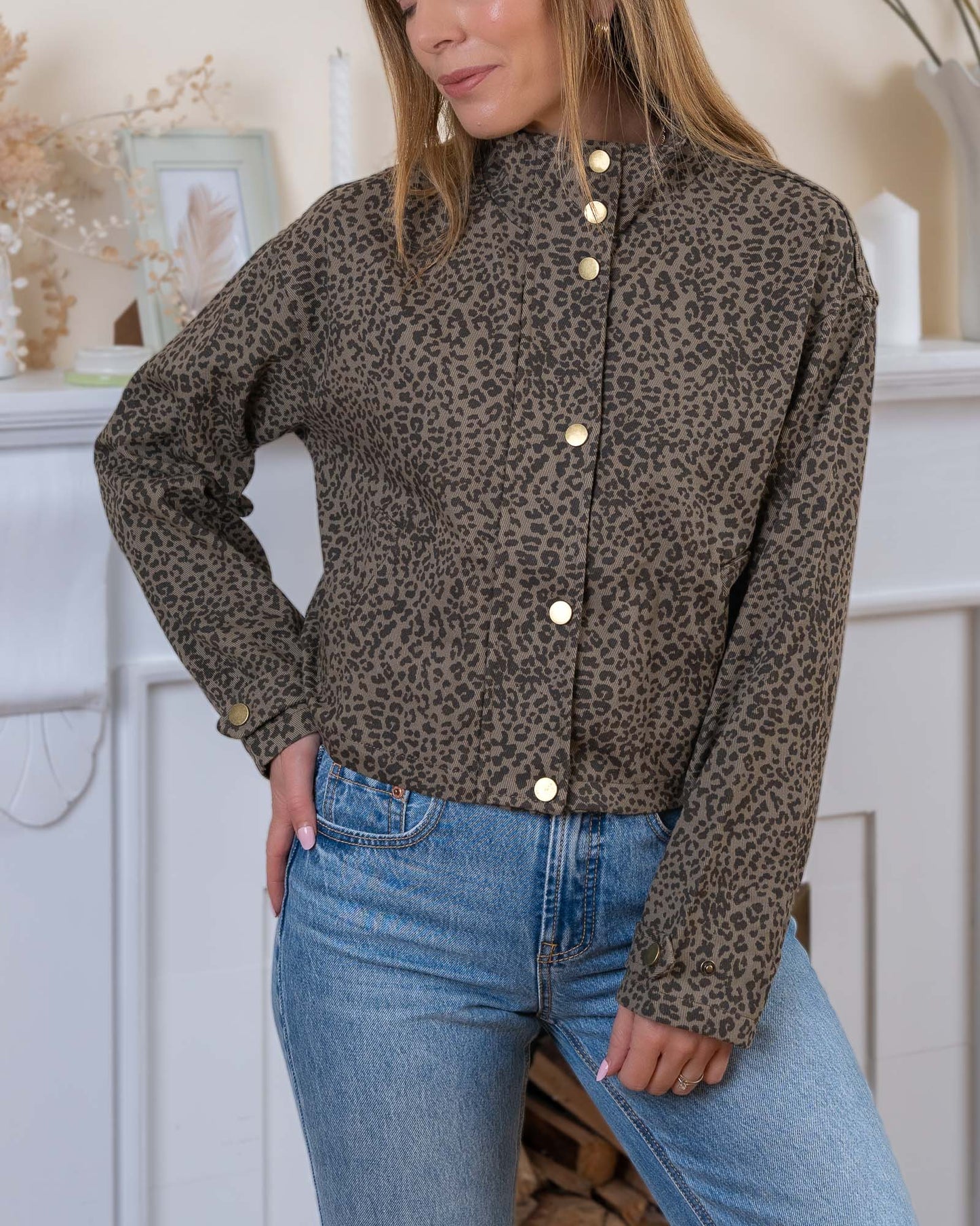 Leopard Angie Denim Bomber