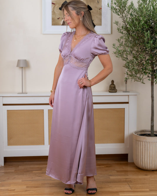 Lilac Satin Aria Dress