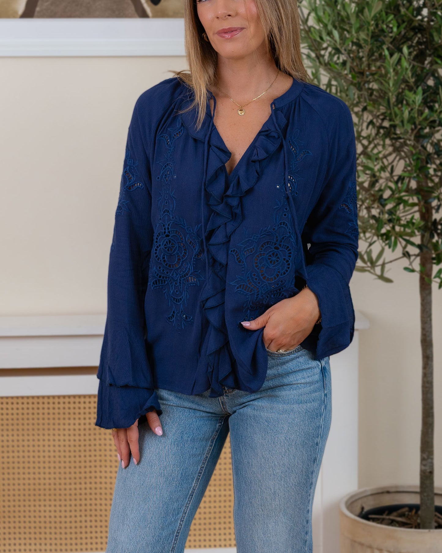 Navy Aileen Blouse