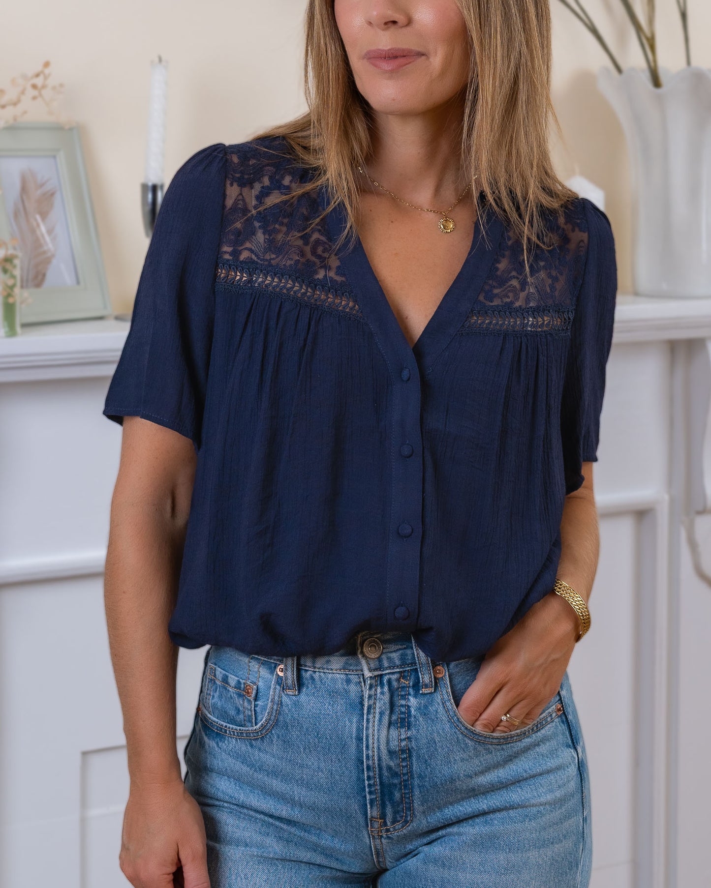 Navy Hilary Blouse