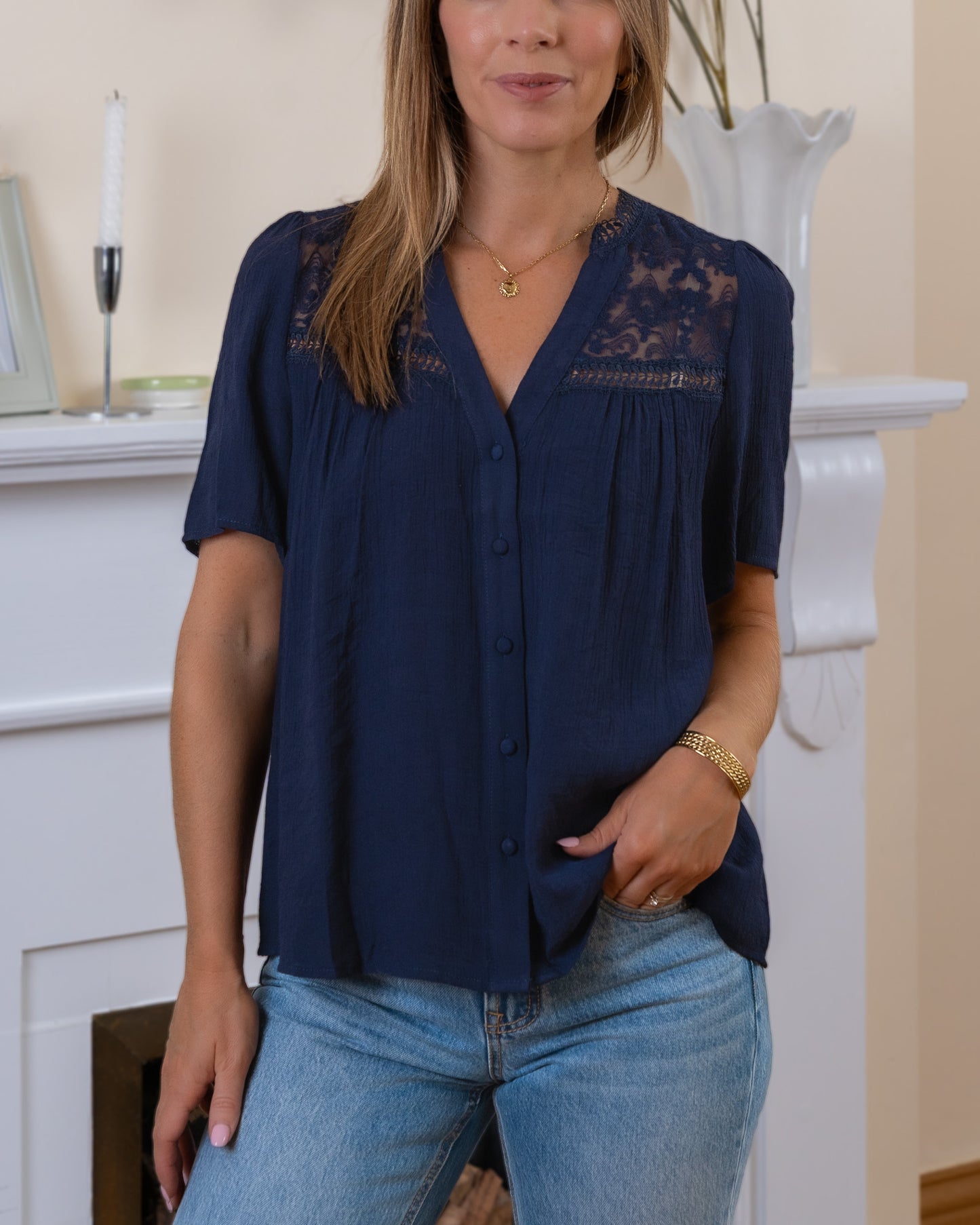 Navy Hilary Blouse