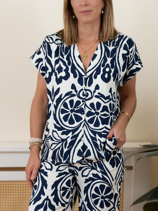 Navy Tannia blouse