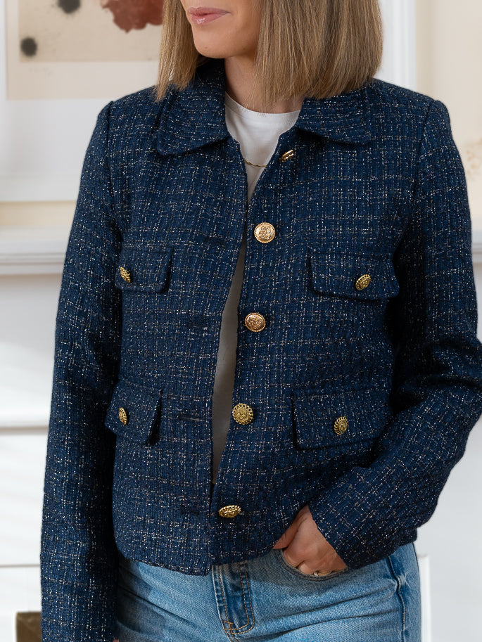 Navy Tweed Blazer