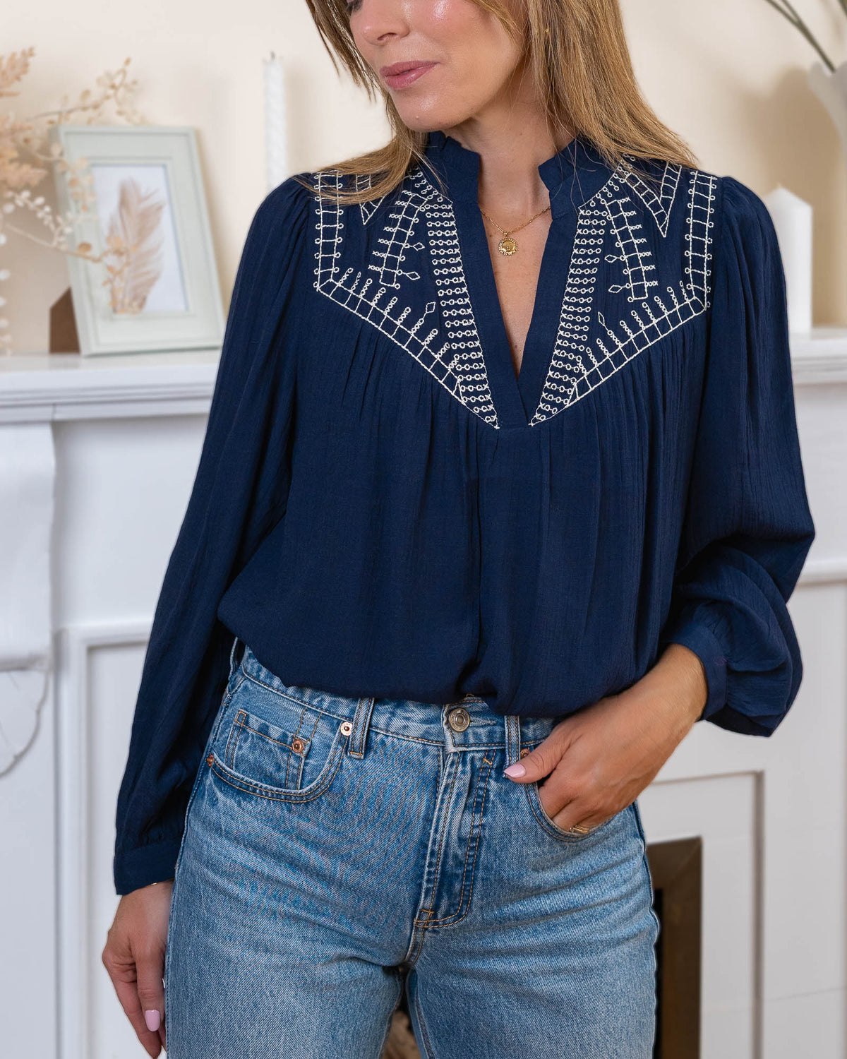 Navy Vienna Blouse