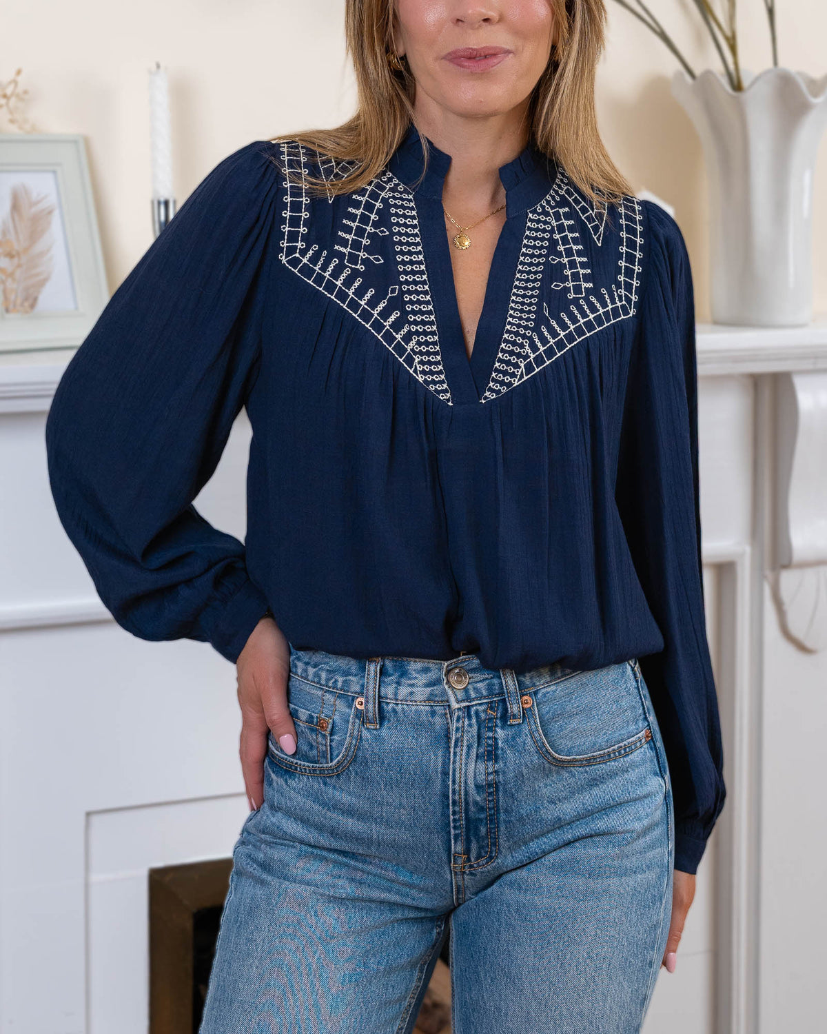 Navy Vienna Blouse