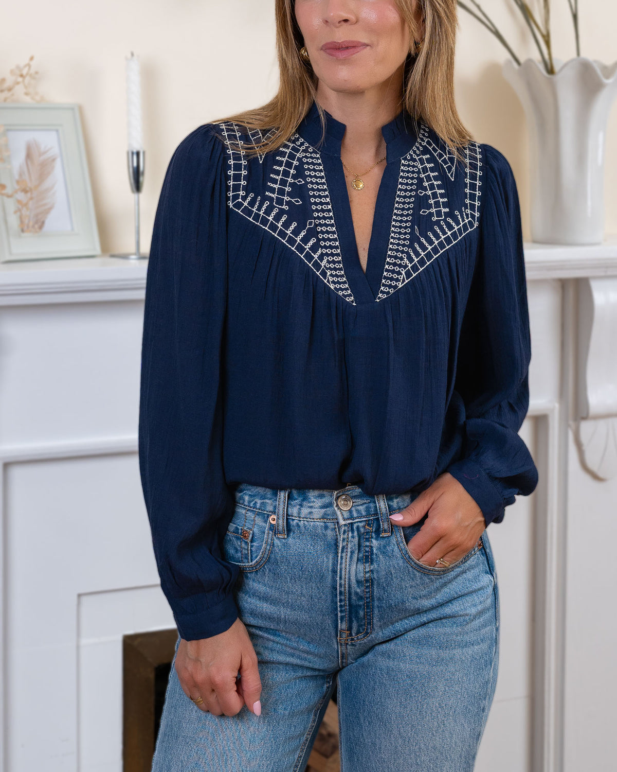 Navy Vienna Blouse