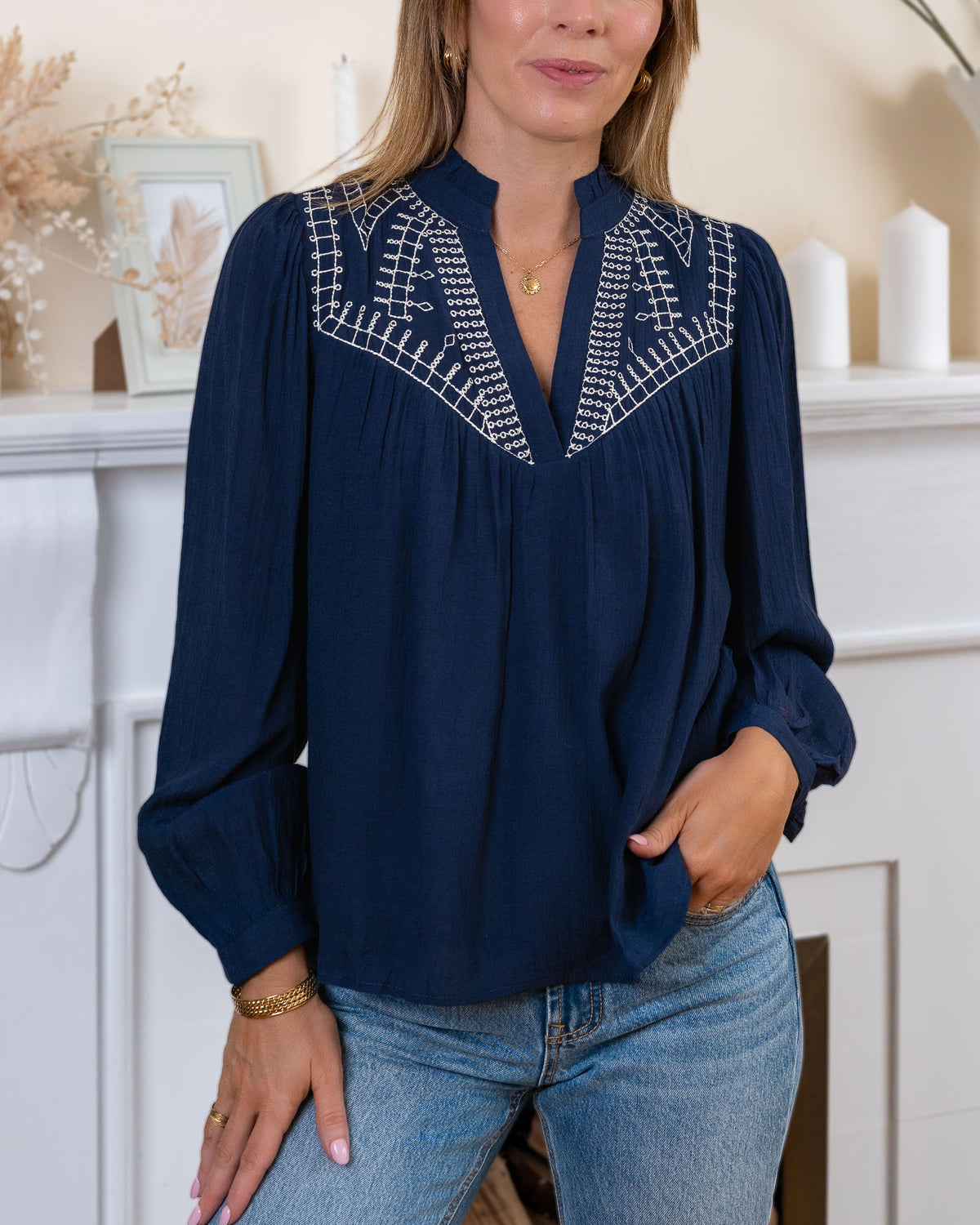 Navy Vienna Blouse