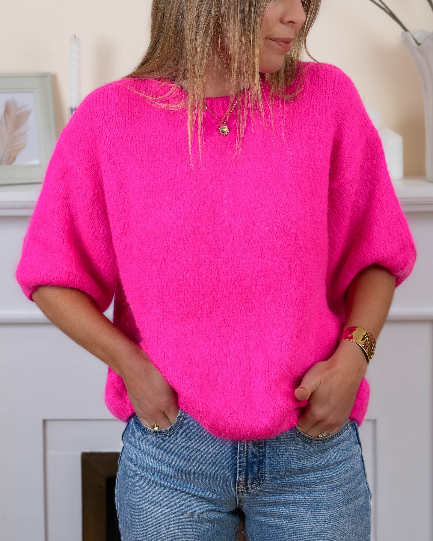 Neon Pink Mina Kid Mohair Jumper