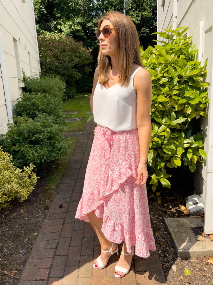 Pink Wrap-Like Ruffle Skirt