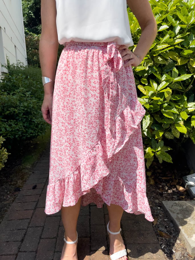 Pink Wrap-Like Ruffle Skirt