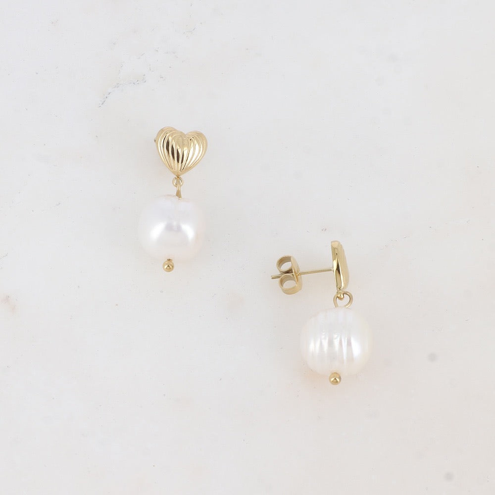 Pearl Heart Earrings